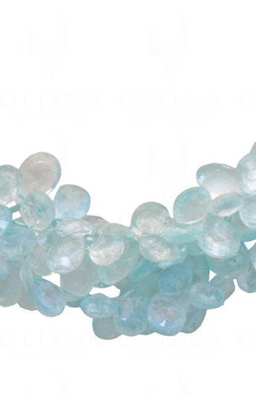Aquamarine Gemstone Almond Shaped Bead  String Clasp Attached NS-1370