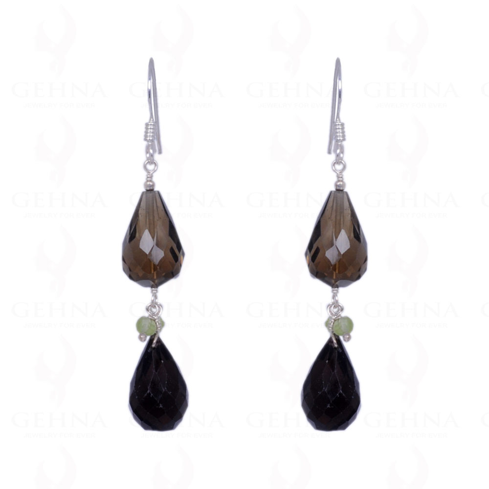 Smoky Topaz, Peridot & Spinel Gemstone Earrings Made In .925 Silver ES-1371