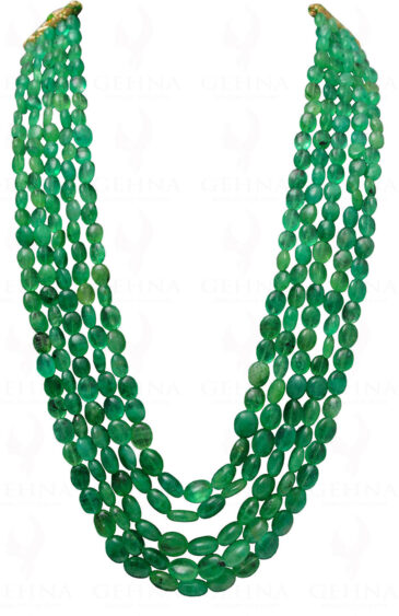 5 Rows Of Emerald Gemstone Oval Shaped Bead Necklace NP-1371