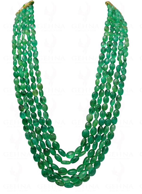 5 Rows Of Emerald Gemstone Oval Shaped Bead Necklace NP-1371