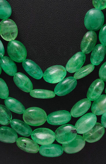 5 Rows Of Emerald Gemstone Oval Shaped Bead Necklace NP-1371