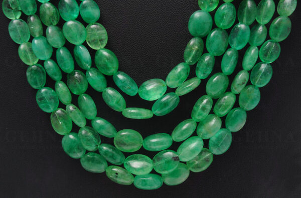 5 Rows Of Emerald Gemstone Oval Shaped Bead Necklace NP-1371