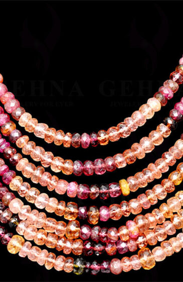 7 Rows of Multi Tourmaline Gemstone Faceted Bead Necklace NS-1371