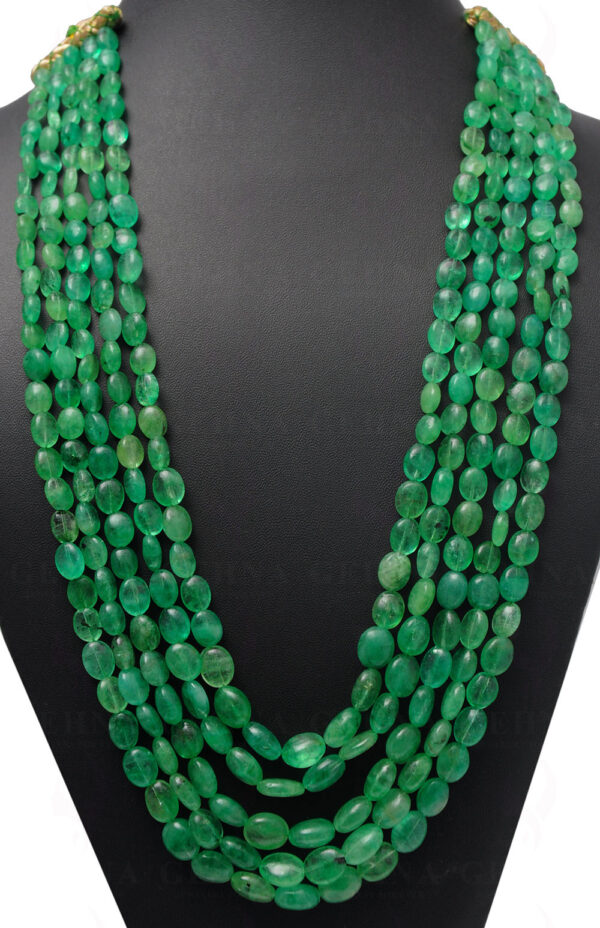 5 Rows Of Emerald Gemstone Oval Shaped Bead Necklace NP-1371