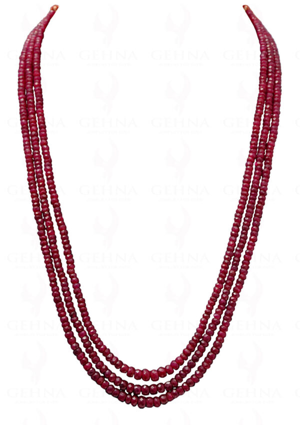 3 Rows Of Ruby Gemstone Faceted Bead Necklace NP-1372