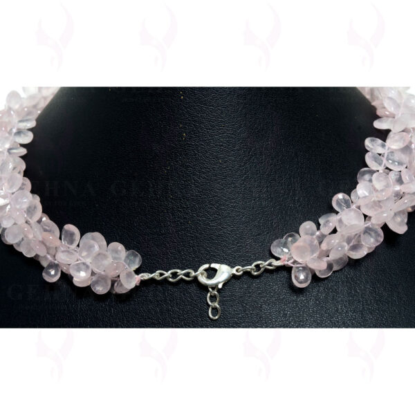 3 Rows of Rose Quartz Gemstone Bead Necklace With Silver Clasp NS-1373