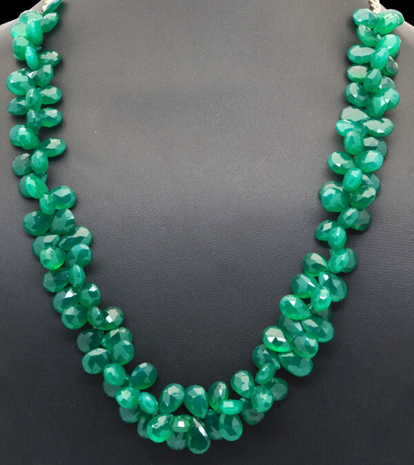 Green Aventurine Gemstone Faceted Bead String Necklace NS-1374