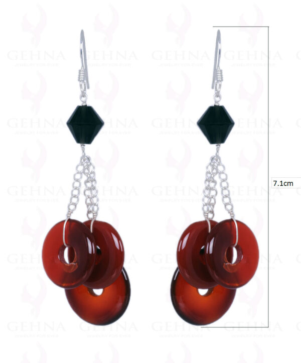 Black Spinel & Carnelian Gemstone Earrings Made In .925 Sterling Silver ES-1375