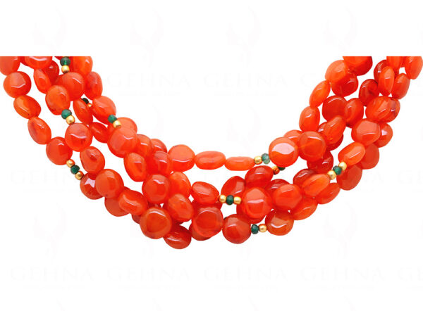 Carnelian & Onyx Gemstone Beads Necklace With Golden Silver Elements NS-1375