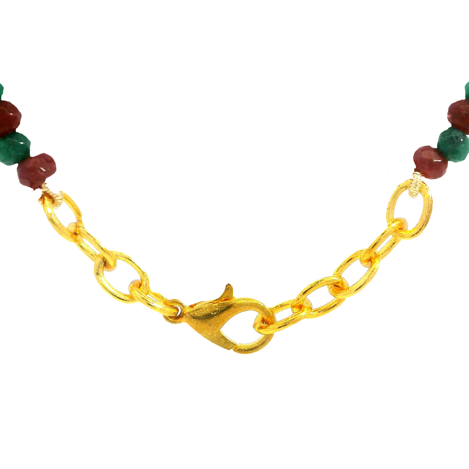 Ruby & Emerald Gemstone Bead Necklace With Silver Pendant NP-1375 - Image 5