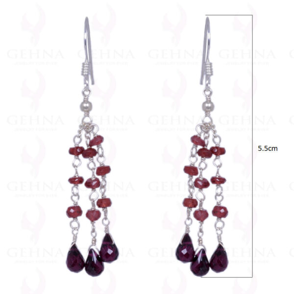 Red Garnet Gemstone Faceted Bead Earrings Made In .925 Solid Silver ES-1377