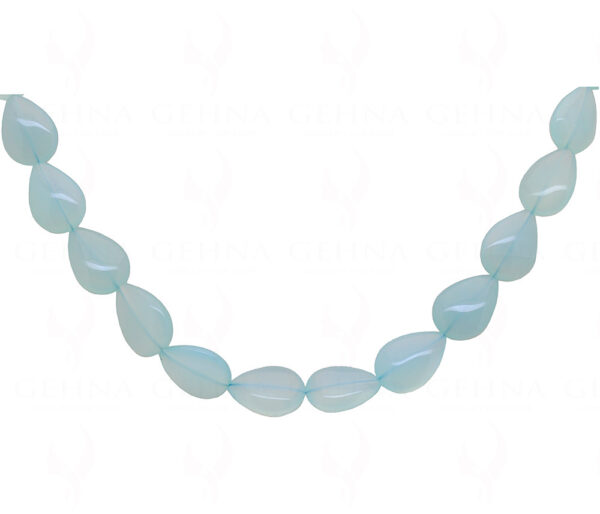 Blue Chalcedony Pear Shaped Gemstone Bead Necklace & Earrings NS-1377