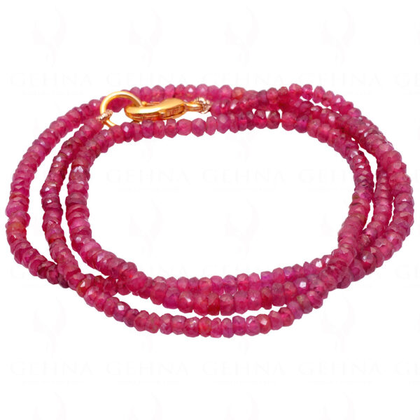 Glass Filed Ruby Gemstone Faceted Bead String NP-1377