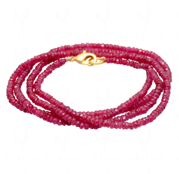 26" Inches Glass Filed Ruby Gemstone Faceted Bead String NP-1378