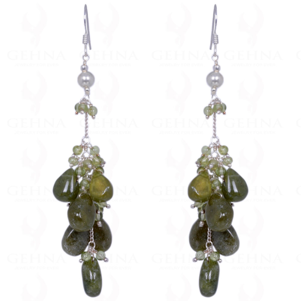 Pearl & Peridot Gemstone Earrings Made In .925 Sterling Silver ES-1379