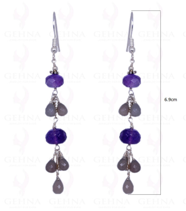 Amethyst & Labradorite Gemstone Earrings Made In .925 Solid Silver ES-1380