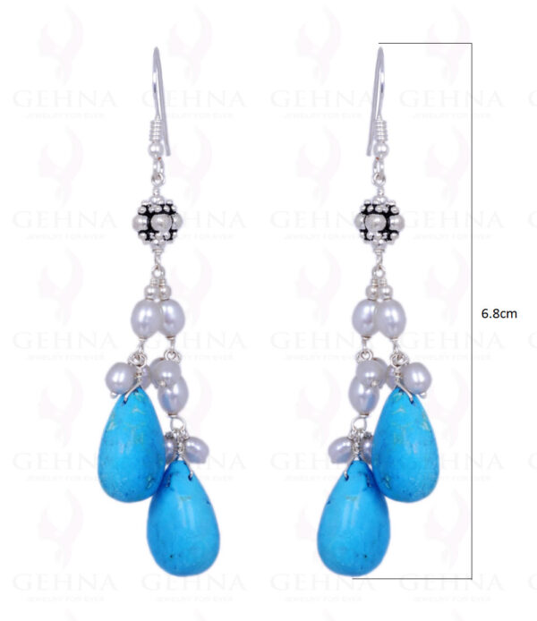 Pearl & Turquoise Gemstone Earrings Made In .925 Solid Silver ES-1381