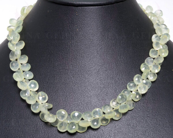 Prehnite Gemstone Faceted Almond Shaped Bead String With Clasp NS-1384