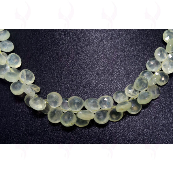 Prehnite Gemstone Faceted Almond Shaped Bead String With Clasp NS-1384