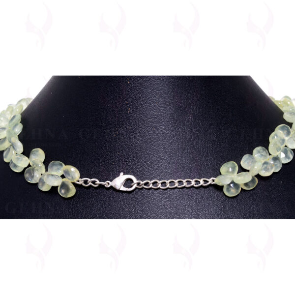 Prehnite Gemstone Faceted Almond Shaped Bead String With Clasp NS-1384
