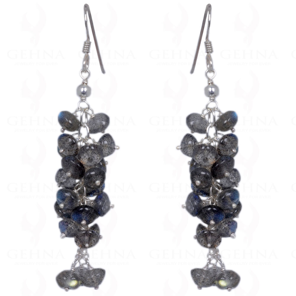 Labradorite Gemstone Bead Earrings Made In .925 Sterling Silver ES-1386