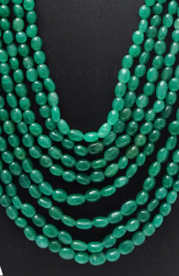 8 Rows Of Emerald Gemstone Oval Shaped Bead Necklace NP-1386