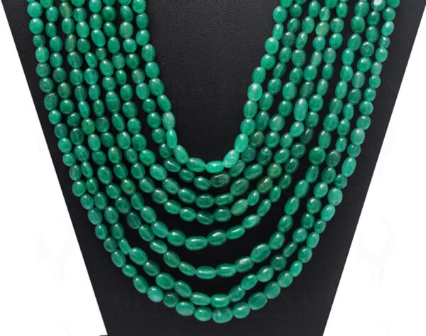 8 Rows Of Emerald Gemstone Oval Shaped Bead Necklace NP-1386