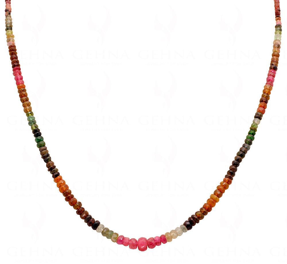 Necklace of Natural Multi Tourmaline Gemstone Faceted Beads NS-1388