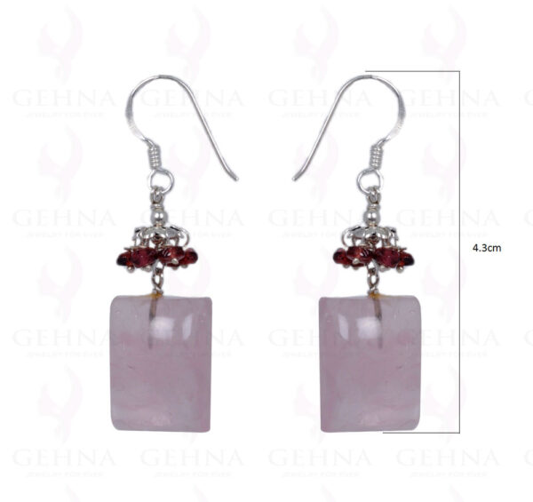 Rose Quartz & Red Garnet Gemstone Earrings Made In .925 Solid Silver ES-1388