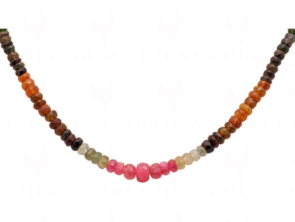 Necklace of Natural Multi Tourmaline Gemstone Faceted Beads NS-1388
