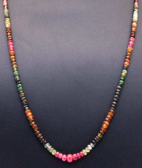 Necklace of Natural Multi Tourmaline Gemstone Faceted Beads NS-1388