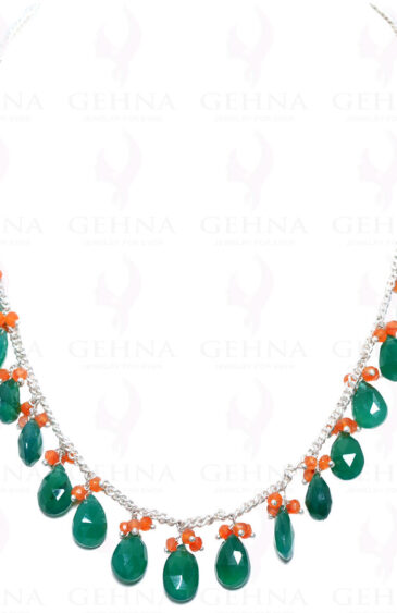 Natural Carnelian Gemstone & Green Onyx Bead Necklace NS-1391