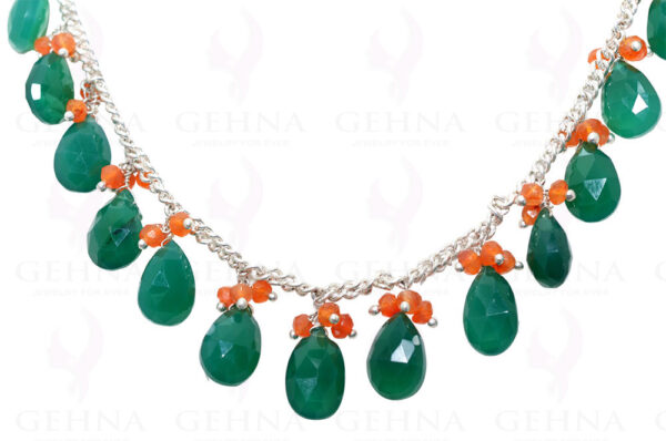 Natural Carnelian Gemstone & Green Onyx Bead Necklace NS-1391