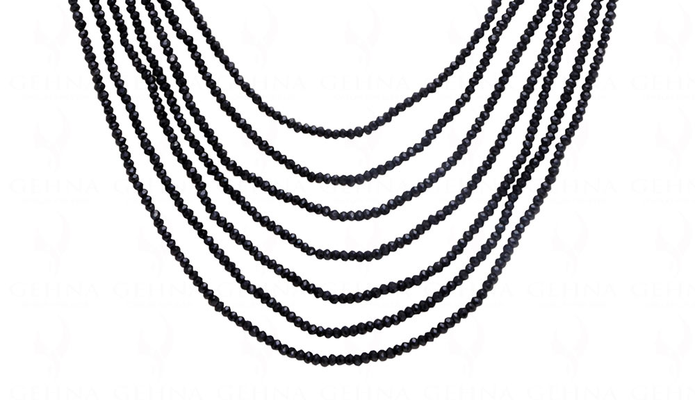 7 Rows Necklace Of Black Spinel Gemstone Faceted Beads NS-1392