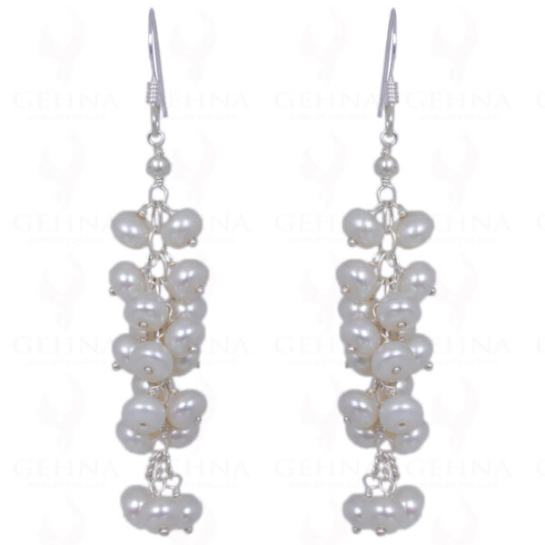 Natural Pearl Round Bead Earrings Made In .925 Sterling Silver ES-1393
