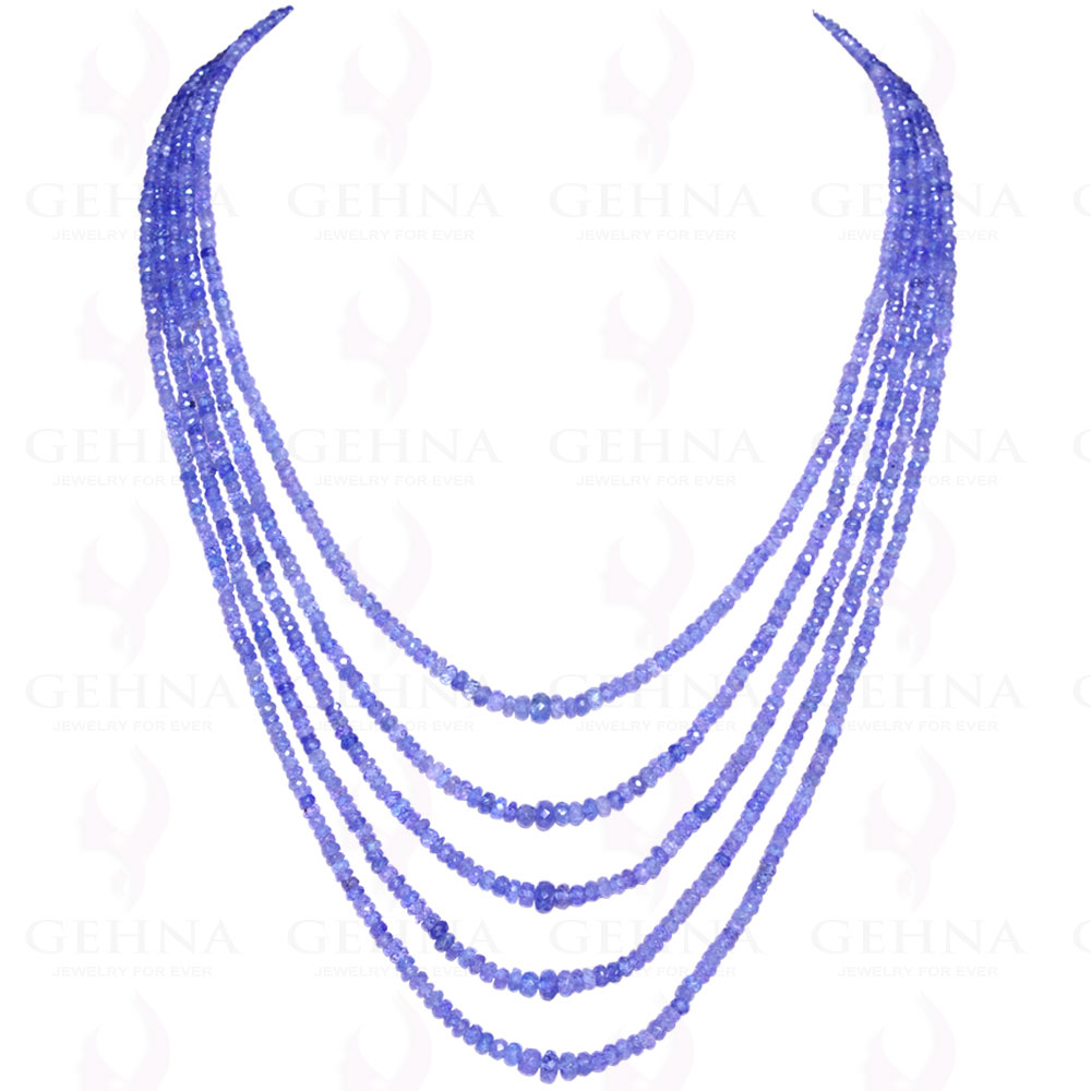 5 Rows Necklace of Tanzanite Gemstone Faceted Beads NS-1393
