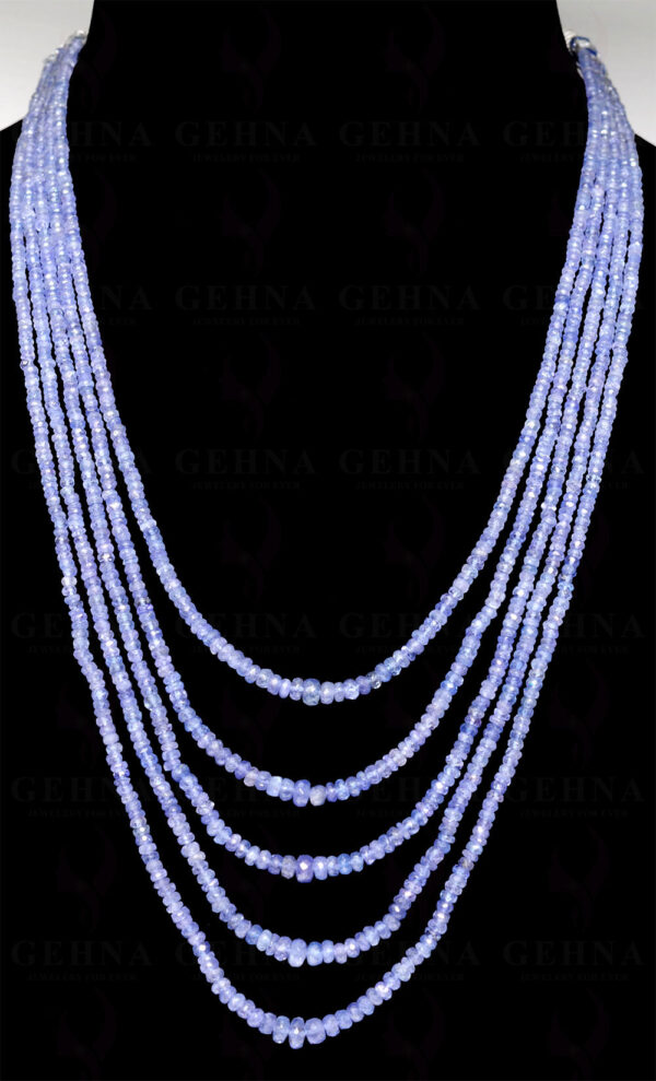 5 Rows Necklace of Tanzanite Gemstone Faceted Beads NS-1393