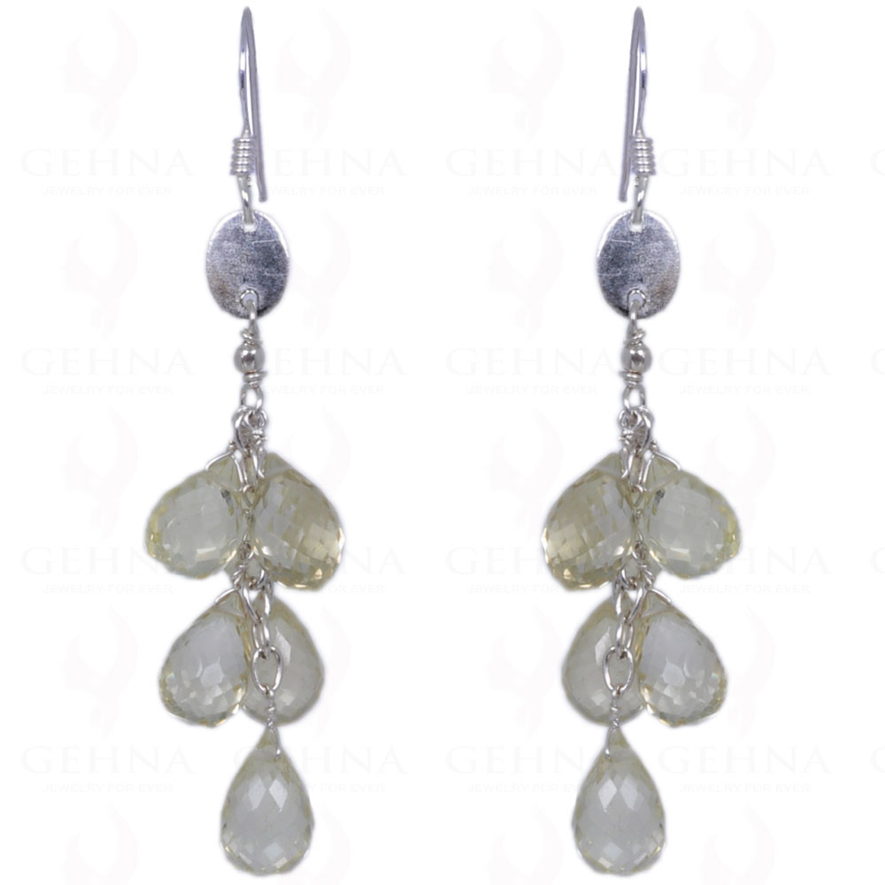 Lemon Topaz Gemstone Faceted Drops Earrings Made In .925 Sterling Silver ES-1396