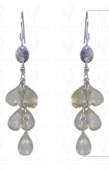 Lemon Topaz Gemstone Faceted Drops Earrings Made In .925 Sterling Silver ES-1396