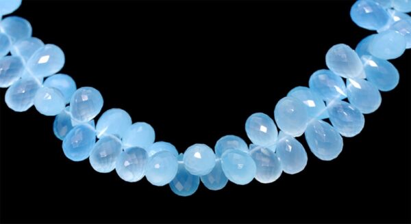 Sky Blue Chalcedony Gemstone Faceted Briolette Necklace NS-1396