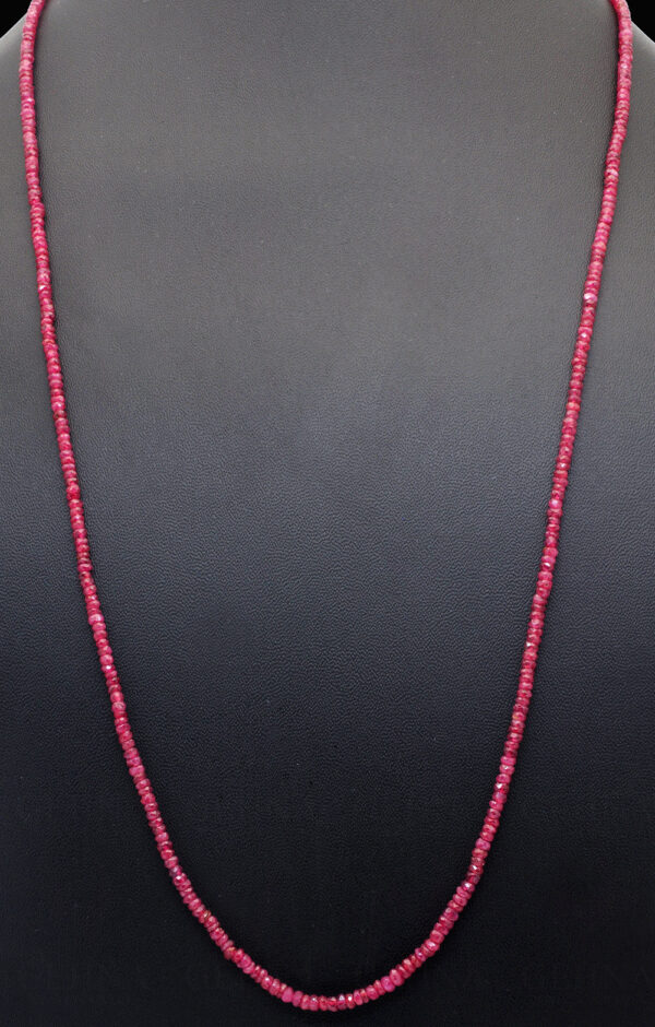 28" Inches Glass Filled Ruby Gemstone Faceted Bead Necklace NP-1396