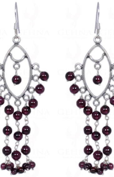 Red Garnet Gemstone Bead Earrings Made In .925 Solid Silver ES-1397