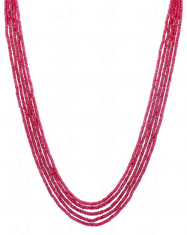 5 Rows Of Glass Filled Ruby Gemstone Faceted Bead Necklace NP-1397