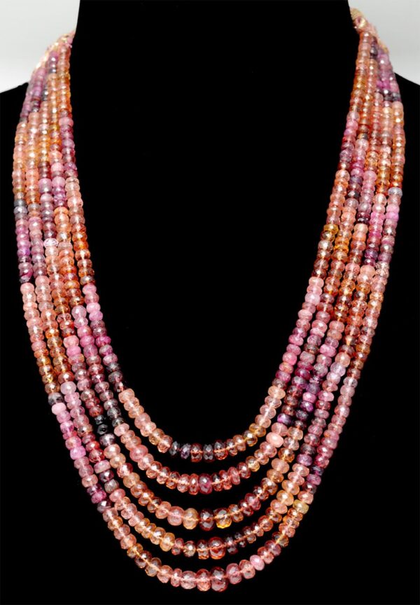5 Rows of Multi Tourmaline Gemstone Faceted Bead Necklace NS-1397