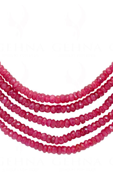 5 Rows Of Glass Filled Ruby Gemstone Faceted Bead Necklace NP-1397