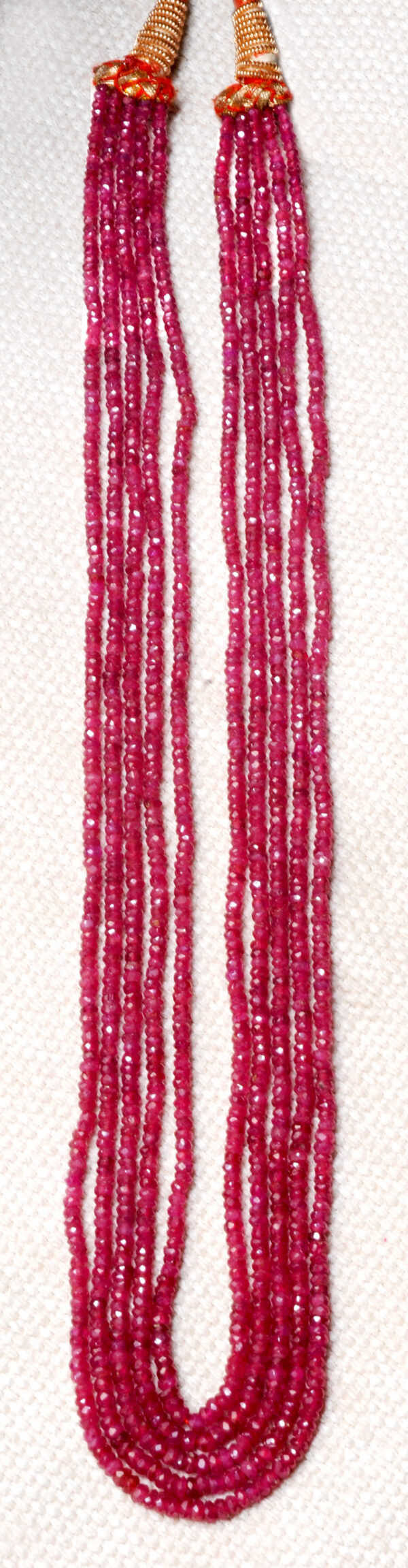 5 Rows Of Glass Filled Ruby Gemstone Faceted Bead Necklace NP-1397