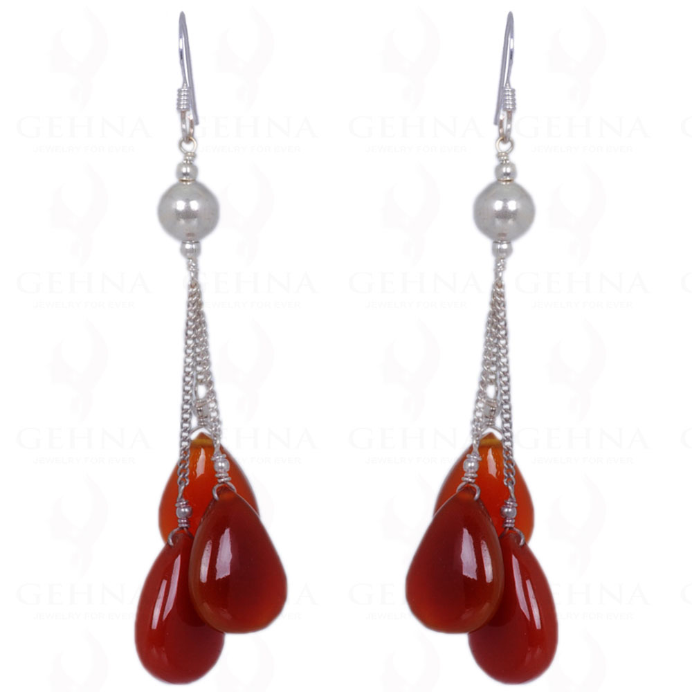 Carnelian Gemstone Almond Shape Earrings Made In .925 Solid Silver ES-1398