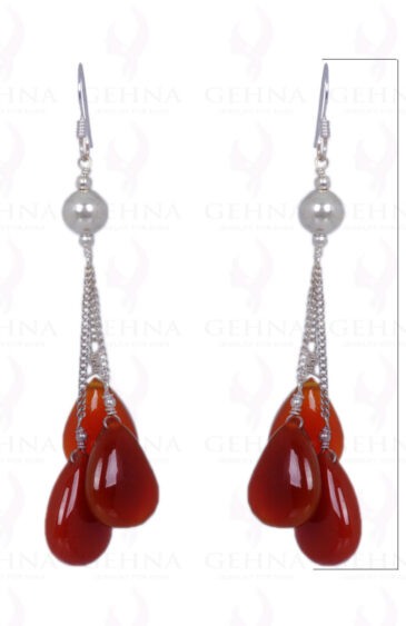 Carnelian Gemstone Almond Shape Earrings Made In .925 Solid Silver ES-1398