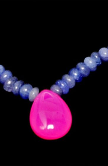 Tanzanite & Pink Chalcedony Gemstone Bead Necklace NS-1398