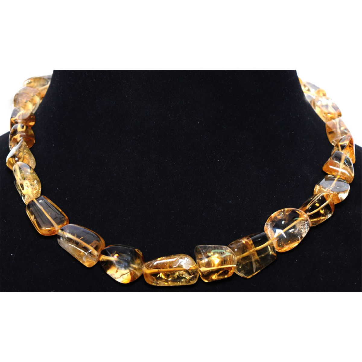 Citrine Gemstone Tumbled Shaped Bead Necklace NS-1399